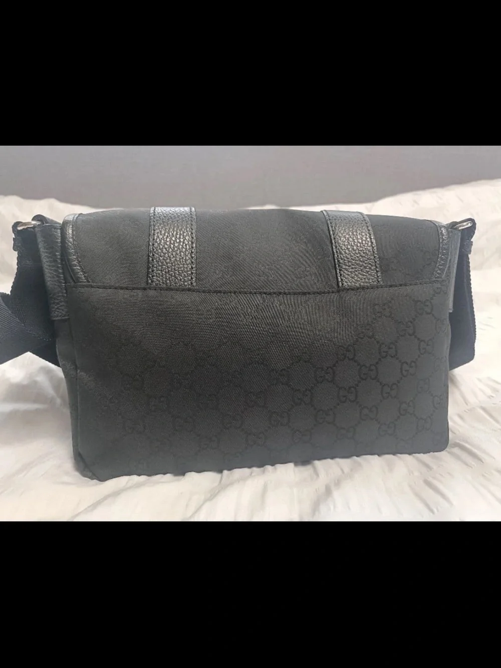 Gucci Black GG Canvas Messenger Bag for Men